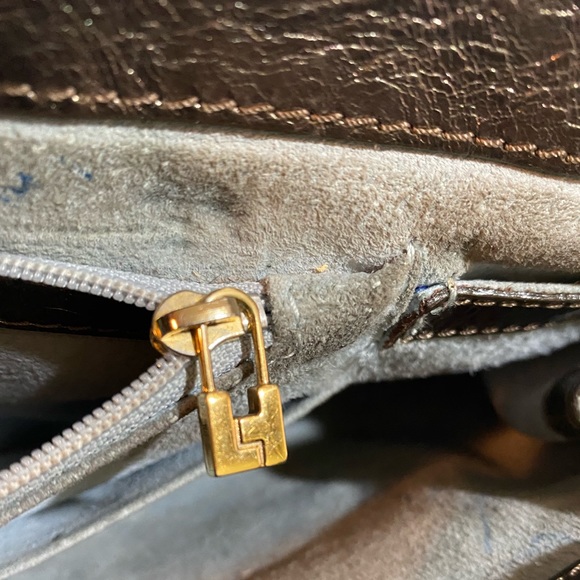 Lambertson truex gold metallic leather satchel bag - Picture 9 of 11